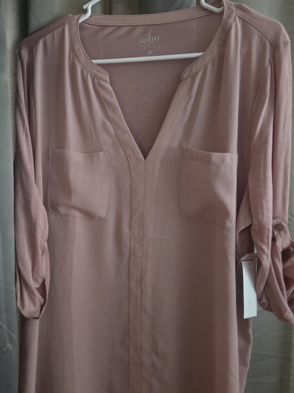 Soho Pink V-Neck Tunic Blouse